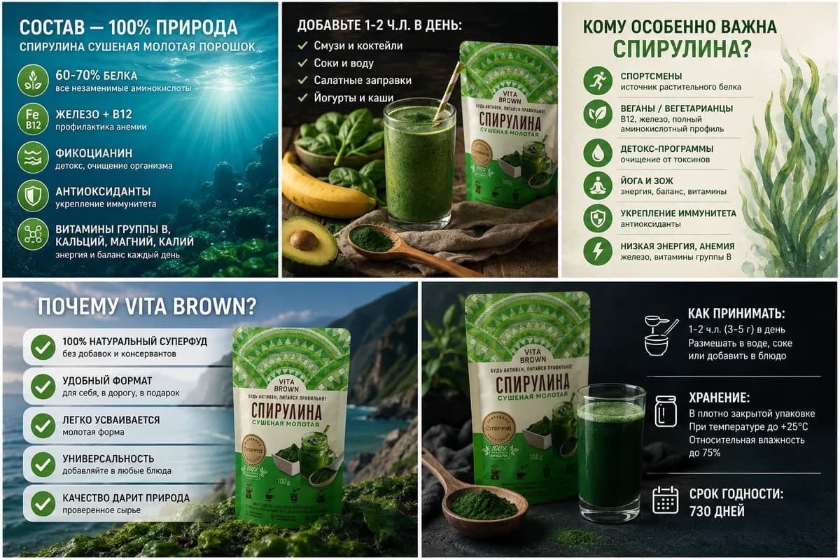 Пример карточки — БАД «Спирулина VITA BROWN»